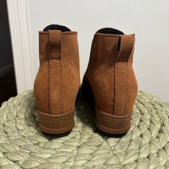 SOREL Evie II Taffy Brown Leather/Suede Hidden Wedge Slip On Chelsea Boots - Picture 8 of 11